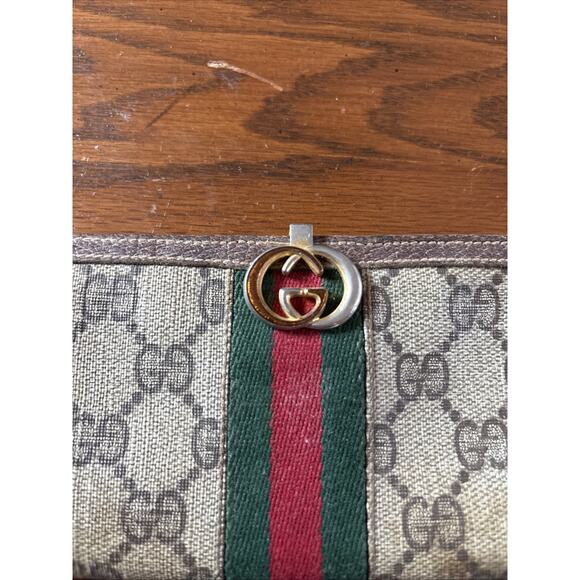 RARE Two Tone GG Logo Gucci Sherry Line Long Wallet 70s 80s - Picture 2 of 9